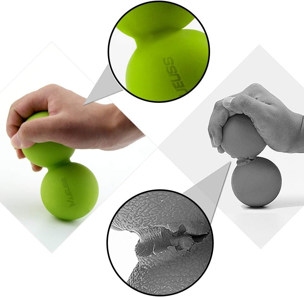 MUEUSS Massage Ball Double Lacrosse Ball Peanut Massage Ball & Mobility Ball for Physical Therapy - Deep Tissue Massage Tool for Myofascial Release, Muscle Relaxer, Acupoint Massage 1 Pack, Green