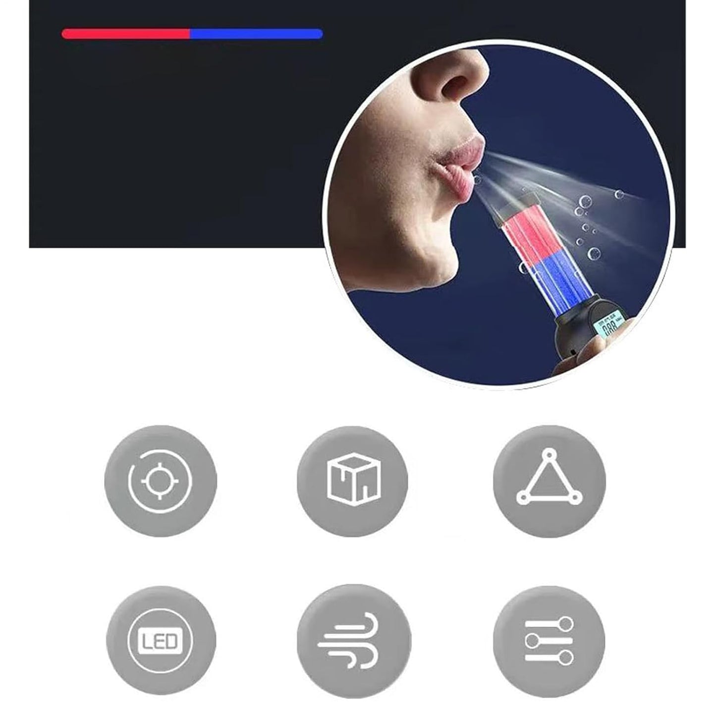 Alcohol Breathalyzer Tester, Digital Display Detector, 1.18×5.91 Inch Professional Rechargeable Device, Driving Home Monitoring Tool for Women Men Safety Analysis and Detection