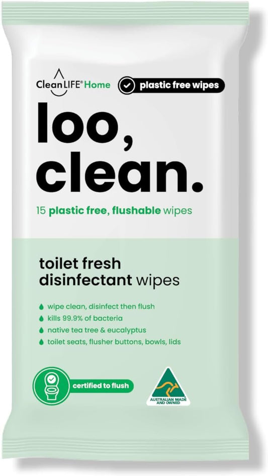 Loo Clean 15 Flushable Wipes x 18 Pack