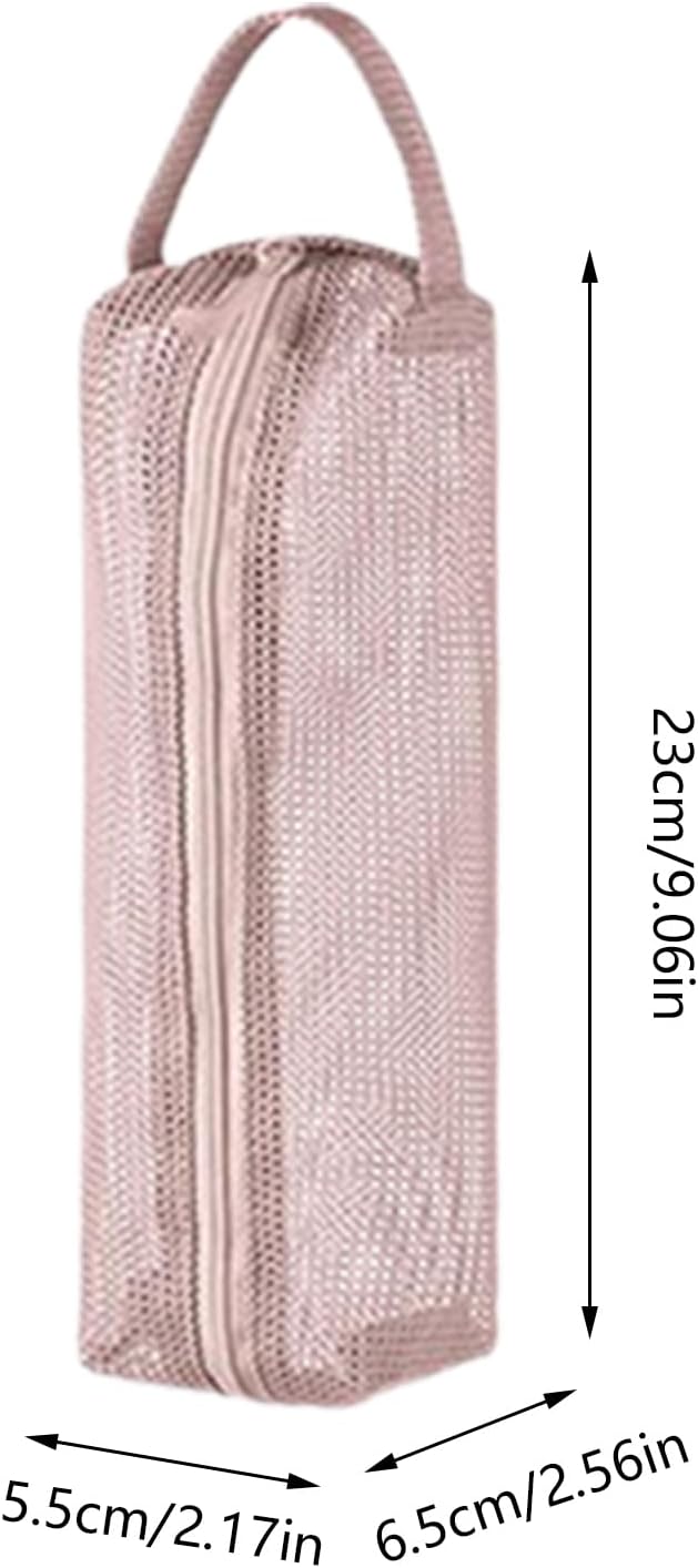 Travel Toiletry Bag, Portable Toothbrush Pouch, 9.06 x 2.56 in Multi Functional Mesh Organizer, Authentic Waterproof Design, Compact Size for Vacation, Airport, Road Trips, Campeggio, rosa, Se référer