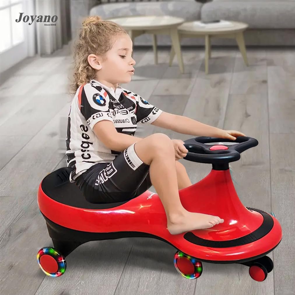 Joyano Swing Car, LED Flashing Wheels, Ride on Wiggle Car Boys and Girls, No Batteries, Gears or Pedals, Twist, Turn, Wiggle Movement to Steer, for Toddlers, Kids 3 Yrs and UP, 50kg/110lb (Blue)