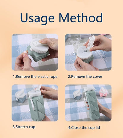Kojoon Foldable Silicone Water Bottle Travel Cup 20.9oz Folding Drinking Cup Leak-Proof Travel Mug Folding Cup 620ML
