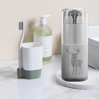 Travel Toiletry Cup Set, Multi-Functional Kit, Portable Travel Must-Haves, Compact Bathroom Organizer, Leak-Proof Containers, for Business Trip School Camping Use, 8.27 x 2.68 x 2.68 Inch, grey