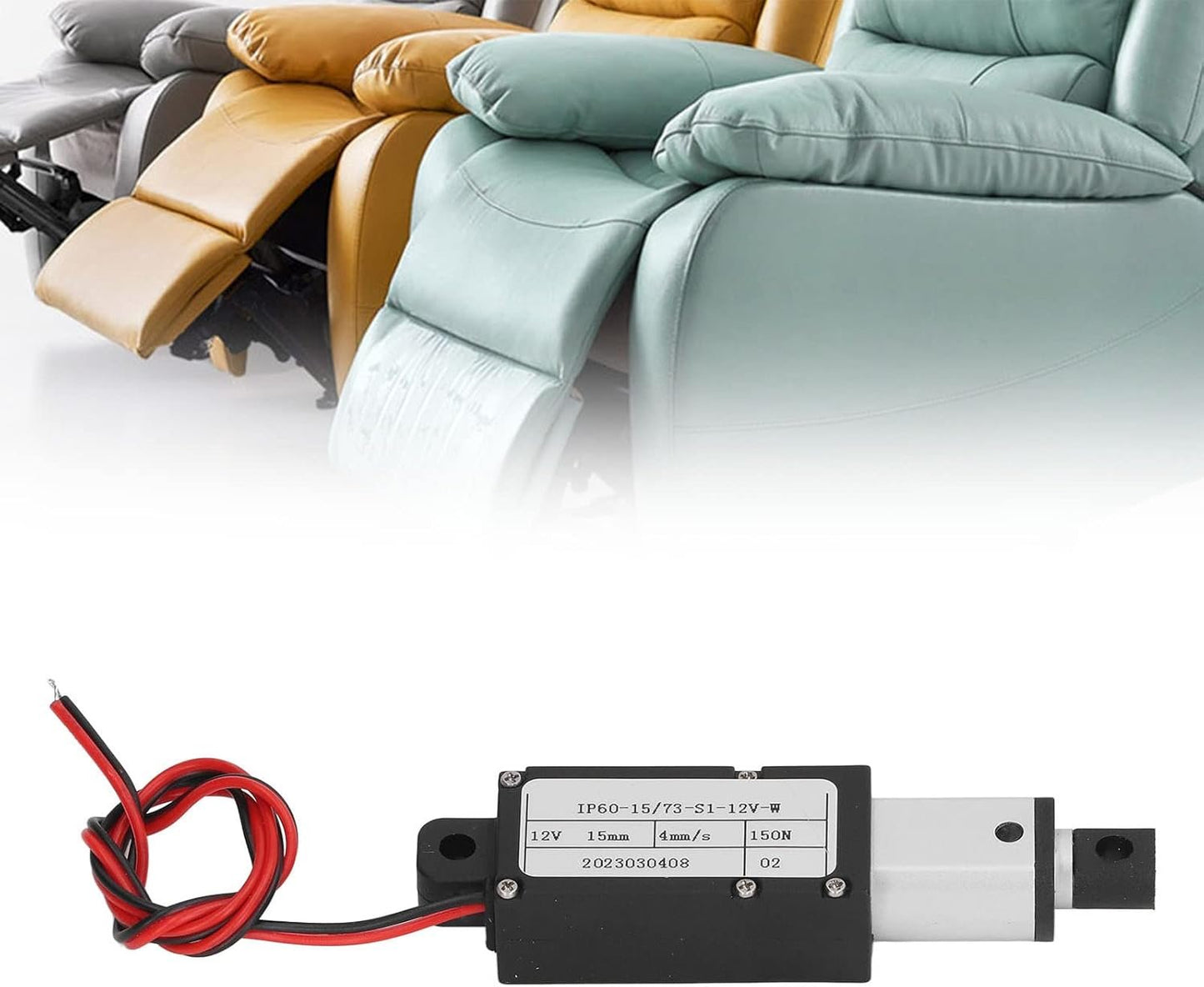 15mm Stroke Micro Linear Actuator, 12V Force 150N Speed 4mm / s Mini Electric Linear Actuator Built in Limit Switch, Electric Motion Actuator for Home Automation, Robotics, Cabinet (No Bracket)