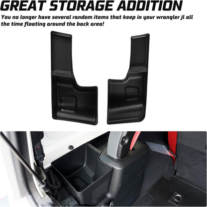 Kiwi Master Wheel Well Storage Trunk Organizers for 2018-2023 Jeep Wrangler JL Rear Storage Bin Box Tray, JL Interior Accessories Parts, Left & Right Side, Pair, Black