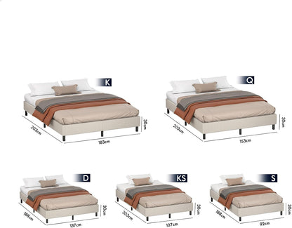 ALFORDSON Bed Frame Base King Size with Linen Upholstery, Bed Platform Foundation Without Headboard for Mattress Topper, Basel Fabric Beige
