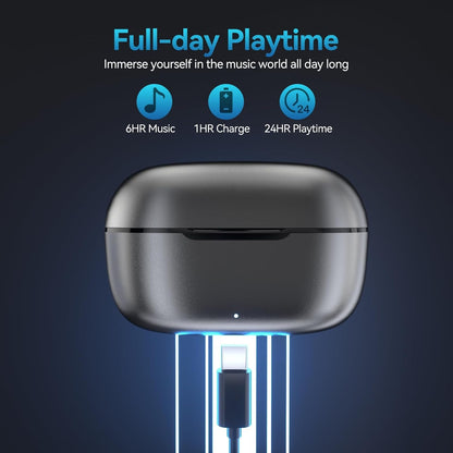 Monster N-Lite Clear Talk Wireless Earbuds Bluetooth 5.3 Headphones with CVC 8.0 Noise Reduction, IPX8 Waterproof, 60H Playtime, Fast Charging for Sport