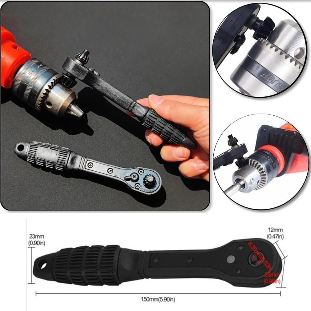 Ratchet Drill Chuck Key, Upgrade 2 in 1 Drill Chuck Ratchet Spanner, 3-in-1 D-rill C-Huck Ratchet Wrench, Universal Double Head Interchangeable Fastening Clamping Tool (2 Set)