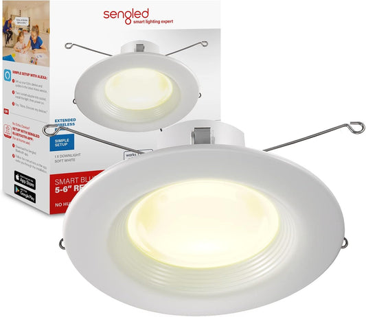 Sengled Smart Recessed Lighting, 5/6 inch, S1 Auto Pairing with Alexa Devices, Led Lights, Smart Can Lights Retrofit Work with Alexa, Smart LED Downlight, ‎Warm Light Bulbs, Conversion Kit, 1-Pack