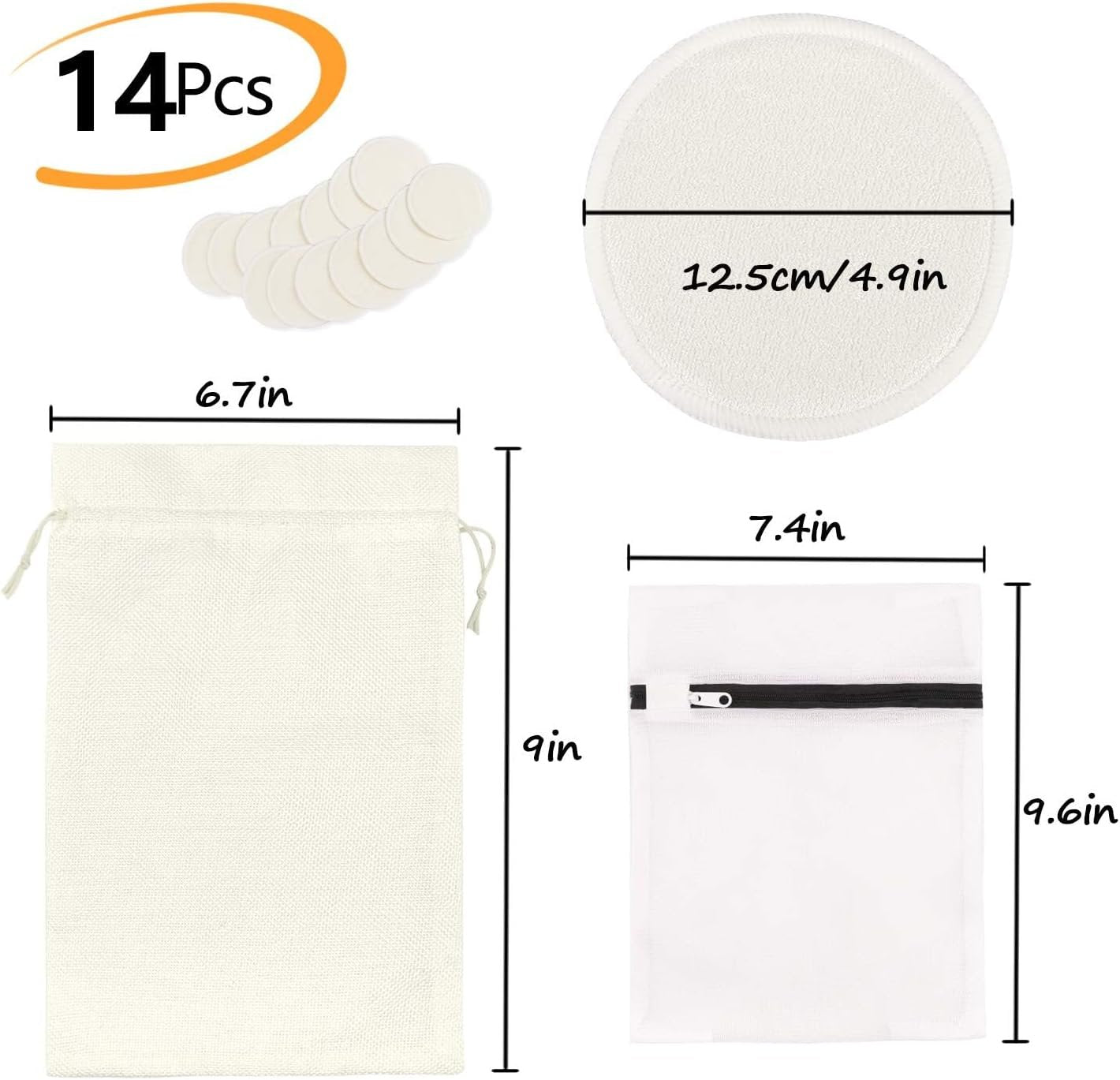 14PCS Washable Nursing Pads, Reusable Breast Pads with Laundry Bag and Storage Bag - Soft, Absorbent, Hypoallergenic, Eco Pads for Breastfeeding