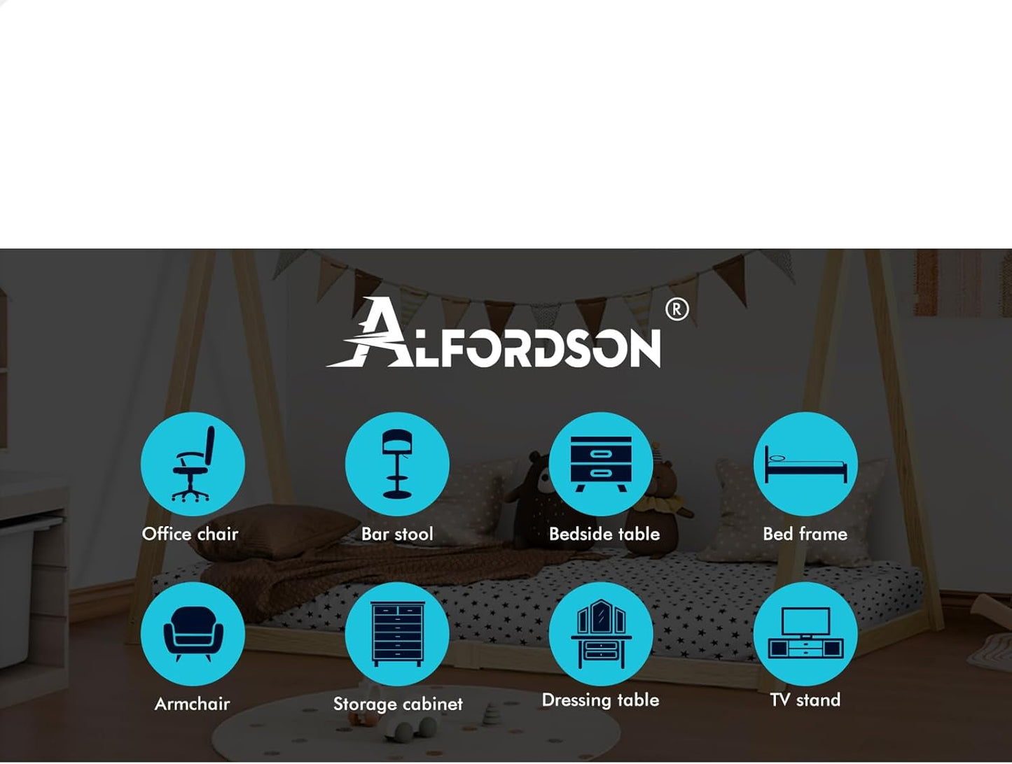 ALFORDSON Wooden Timber House Bed Frame Teepee Single, Solid Wood Bed Base Foundation Children's Mattress Base Platform, Taran Series Bedroom Furniture in Todd Color