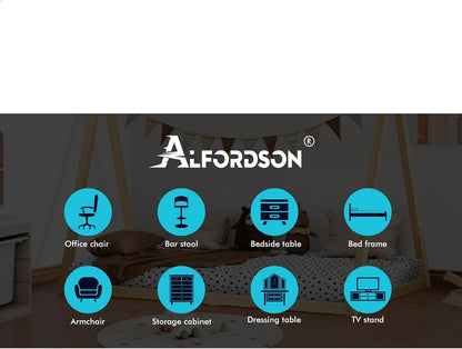 ALFORDSON Wooden Timber House Bed Frame Teepee Single, Solid Wood Bed Base Foundation Children's Mattress Base Platform, Taran Series Bedroom Furniture in Todd Color