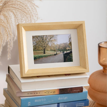 2 Pack Photo Frames 5 x 7 Picture Frame with Mat,Wall Hange and Table Decor for Home, Office,Gallery（Natural）