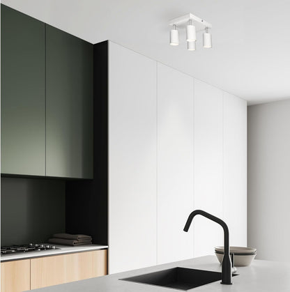 Miratic Ceiling Spotlight 4 Points of Light Base GU10 Max. 4 x 50 W Two Possible Mounting Spotlights Ceiling or Wall Spotlights IP20 White (Bulbs Not Included) (White)