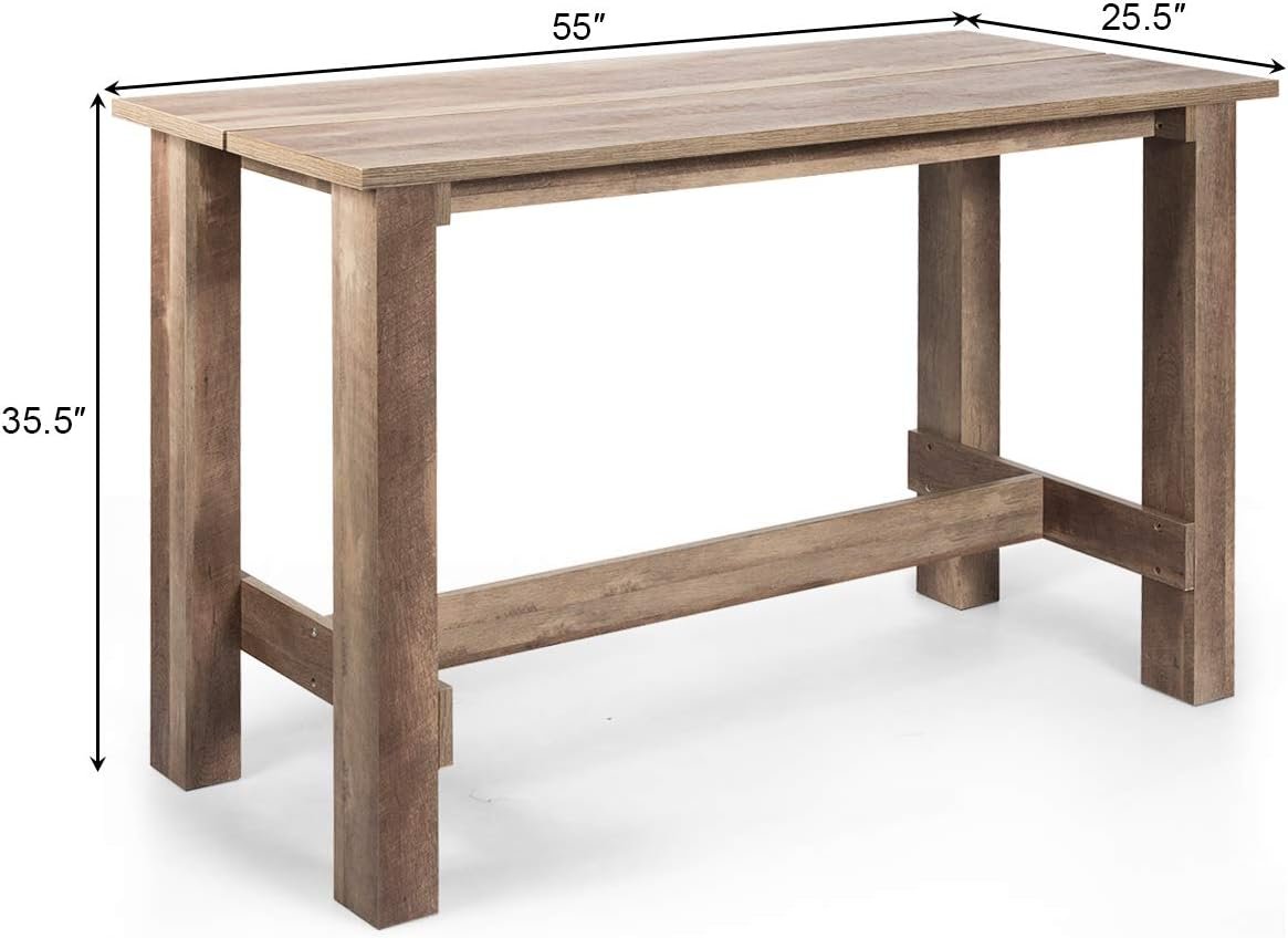 Giantex Counter Height Dining Table, 55”L x25.5”W x35.5”H Rectangular Counter Table, Multifunctional Table for Dining Room, Kitchen, Bar, Pub, Bistro