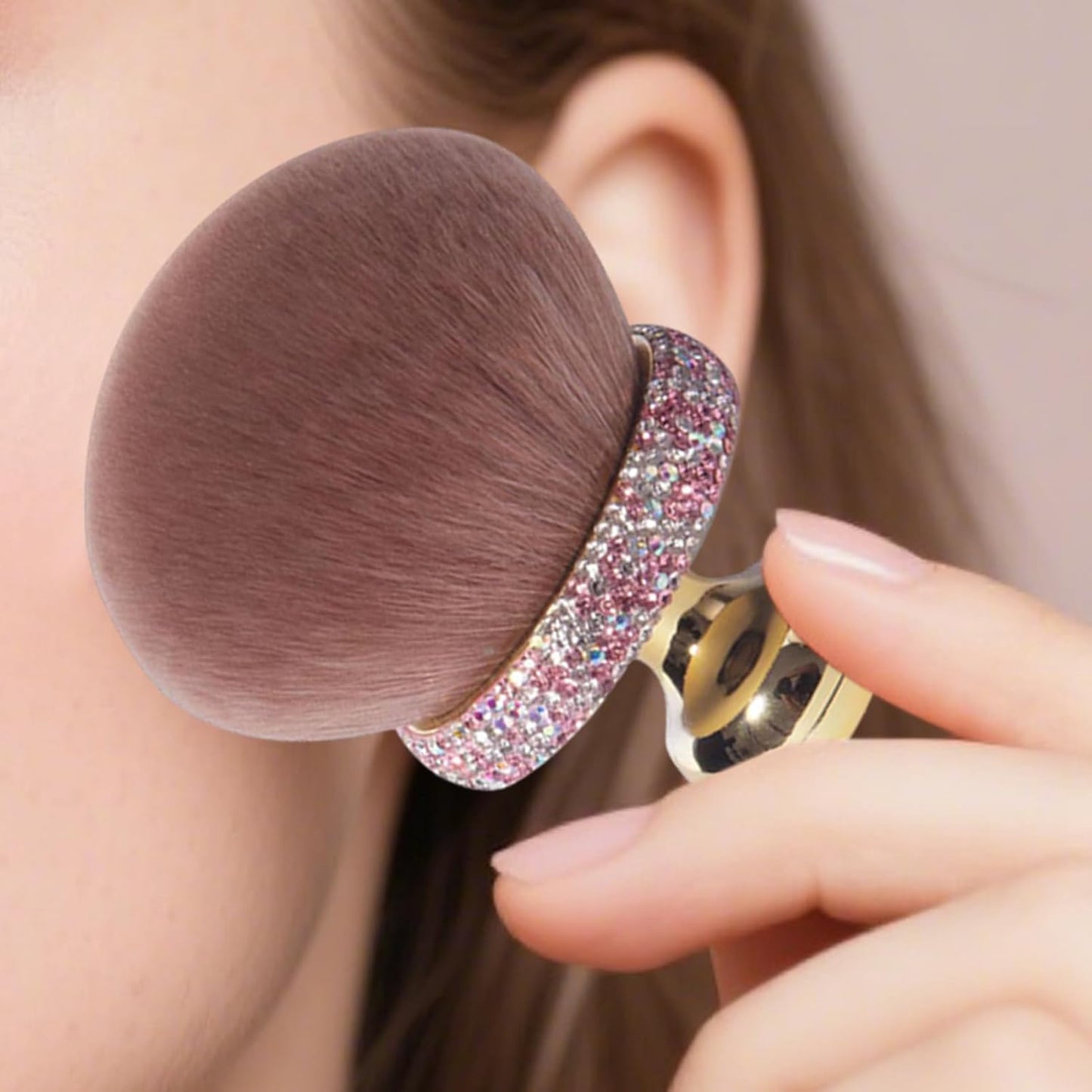 Mushroom Makeup Brush, Women Girls Loose Powder Blush Brush, 3.78 Inch Adorable Compact Smooth Concealer Applicator, Travel Accessories for Mom and Daughter