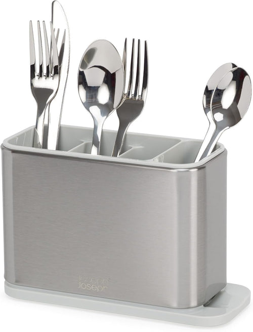 Joseph Joseph Surface Kitchen Sink Cutlery Drainer, Utensil Cutlery And Kitchen Gadgets Holder With Draining Base, Kitchen Storage, Stainless Steel