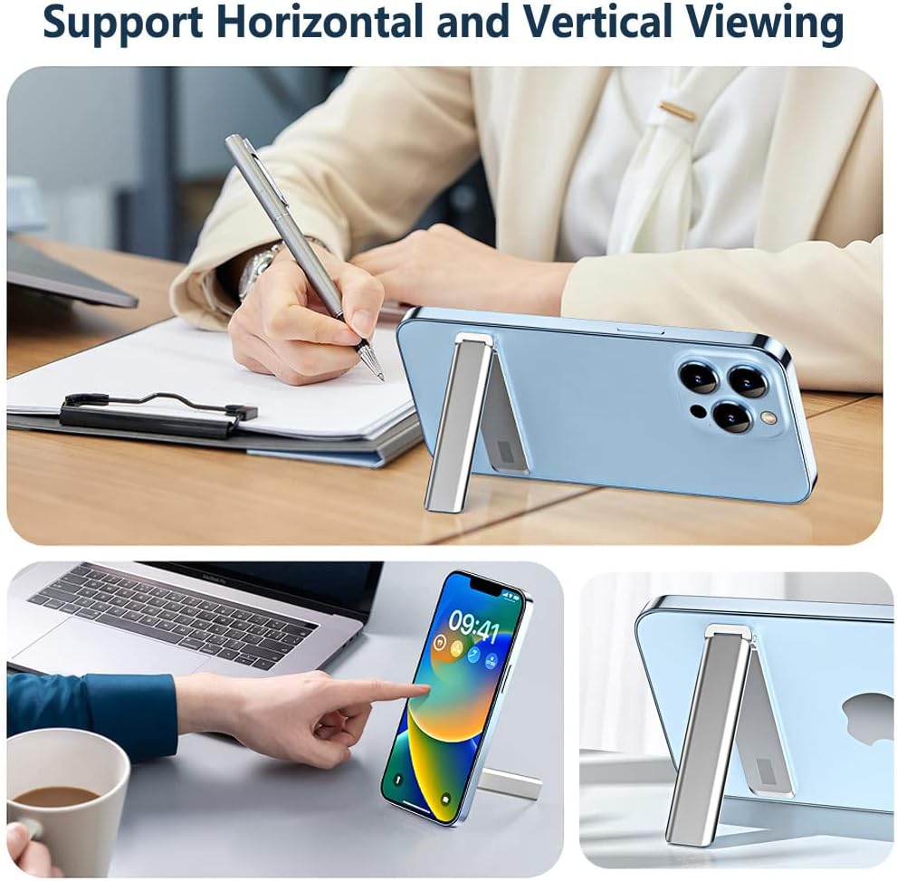 Kinizuxi Mobile Phone Stand, 2 Packs, Vertical and Horizontal Aluminium Mobile Phone Stand for Desk, Adjustable Mobile Phone Holder for Desk, Compatible with iPhone, iPad Accessories, Tablet Stand