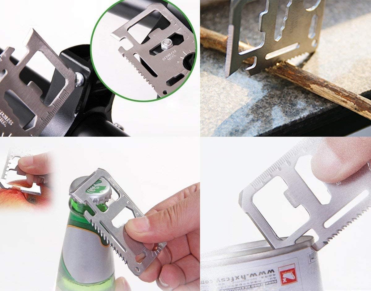 Credit Card 11-in-1 Survival Pocket Tool, Multi Function Portable Outdoor Thickened Stainless Tool, Multipurpose Bottle Opener, Can Opener, Lock pick (1 PCS)