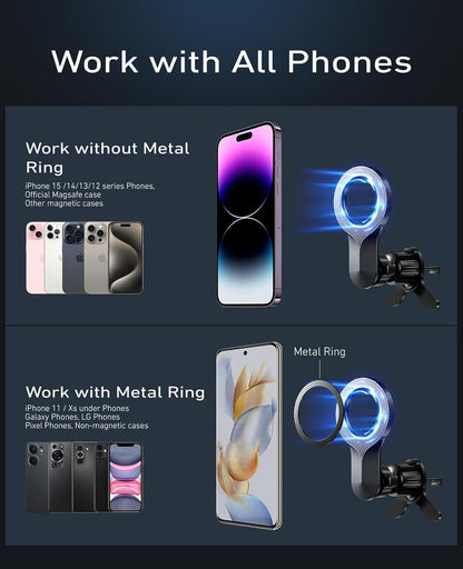 odbowuge Mag-Safe Car Mount with Triangle Hooks - Fits iPhone 16 Pro Max, Super-Stable Magnetic Phone Holder for Magsafe iPhone 12/13/14/15 Pro Max Plus All Phones