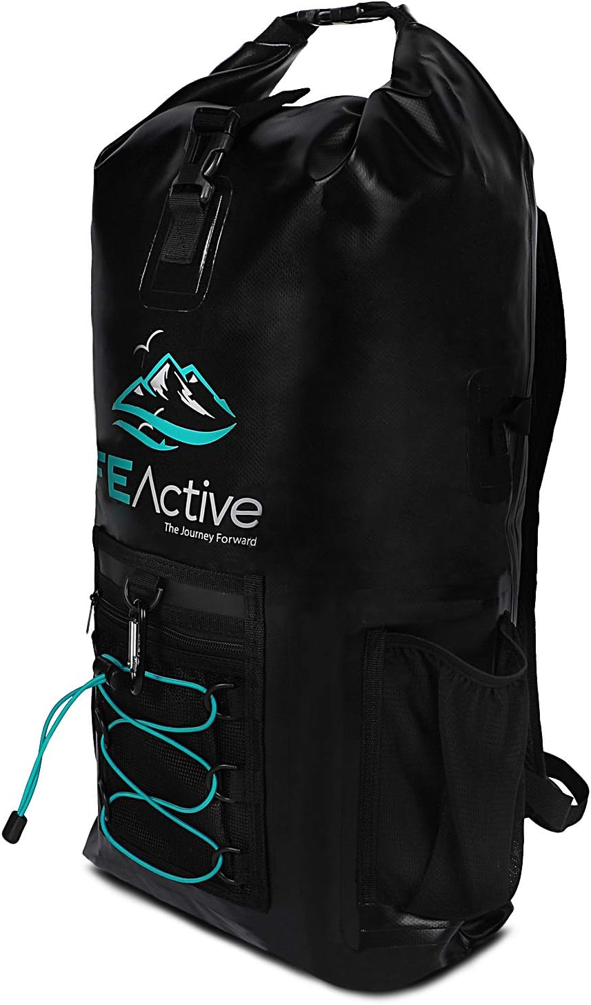 FE Active Dry Bag Waterproof Backpack - 20L Eco Friendly Hiking Backpack. Wet Bag for Camping Accessories & Fishing Gear. Great Travel Bag, Beach Bag for Kayak & Boating | Designed in California, USA