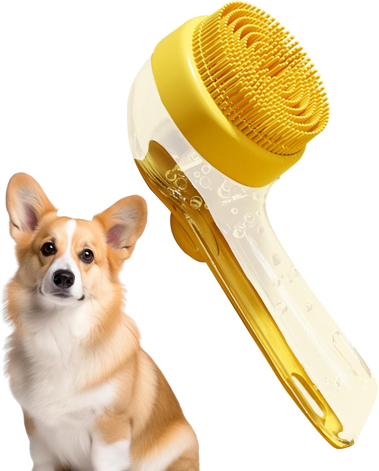 Dog Bath Brush, Pet Washing Scrub, 7.48x3.35x1.18 inches Gentle Slicker Scrubber Detangler for Puppy, Kitten, Horse Hygiene, Cleaning Dandruff, Flea Removal, and Matting Control
