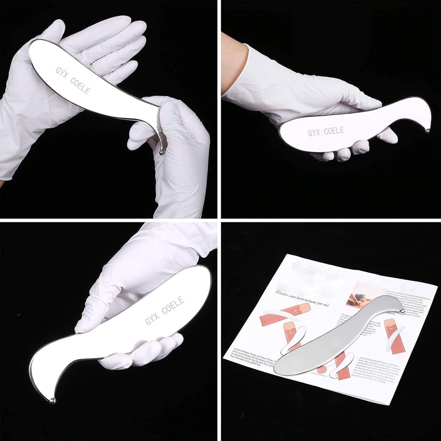 Robulove Medical Grade Stainless Steel Gua Sha Scraping Massage Tool -Stainless Steel GuaSha tool- Body Care Scraping Massage Tool - Relaxing Soft Tissue Tools - Reduce Neck,Back,arm muscle Pain