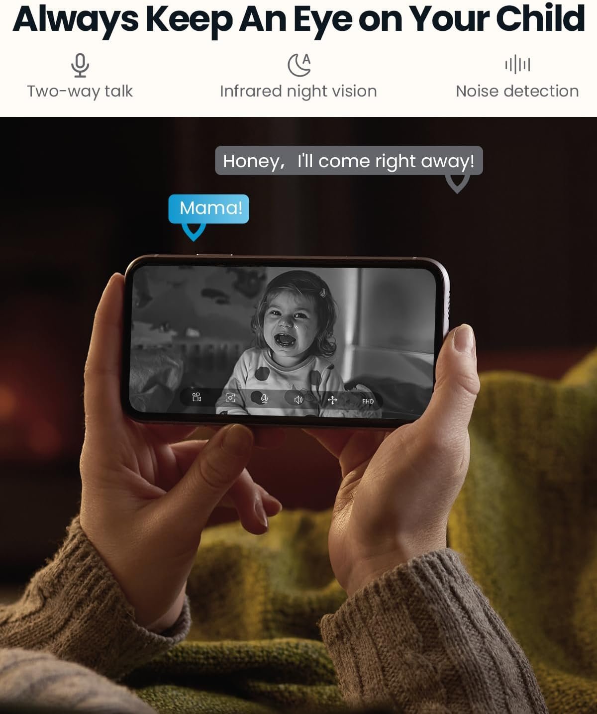 ieGeek 2K Indoor WiFi Surveillance Camera 2.4/5GHz 360Â°