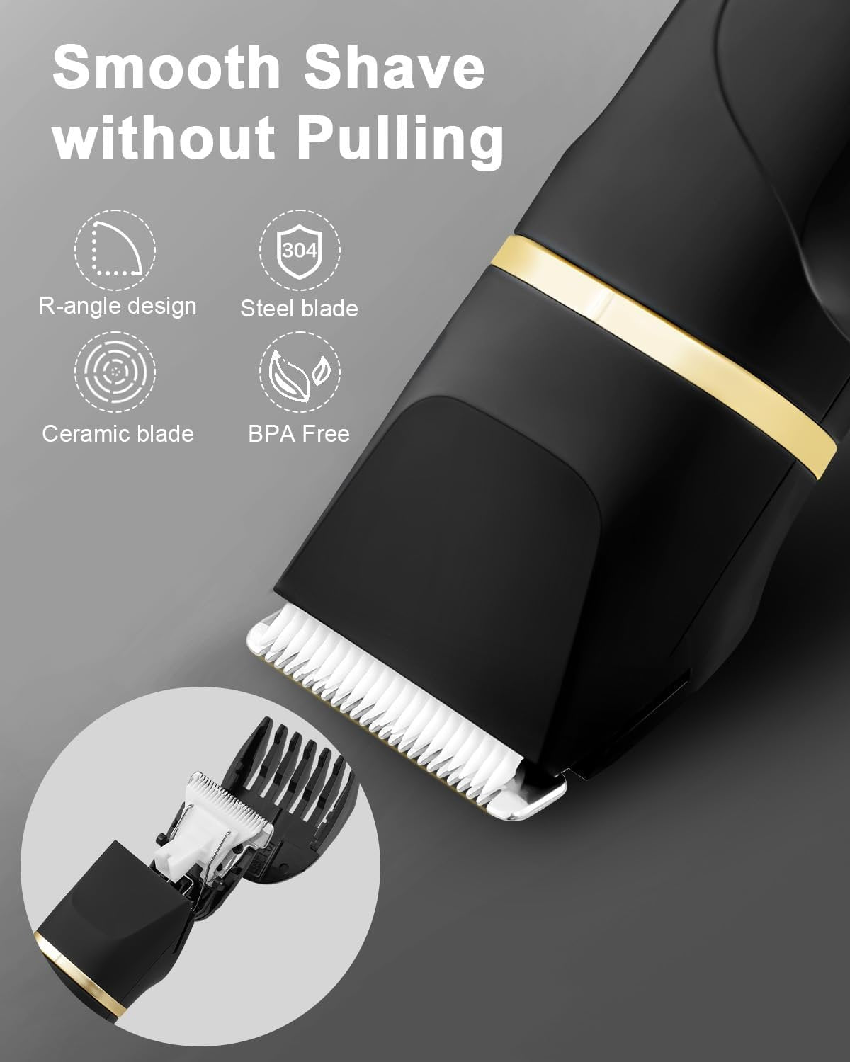 Body Hair Trimmer Men Painless Body Groomer & Ball Trimmer,3 in 1 Pubic Hair Trimmer for Men,USB Recharge Dock,Replaceable Ceramic Blade Heads,IPX7,Mens Grooming Kits,Black