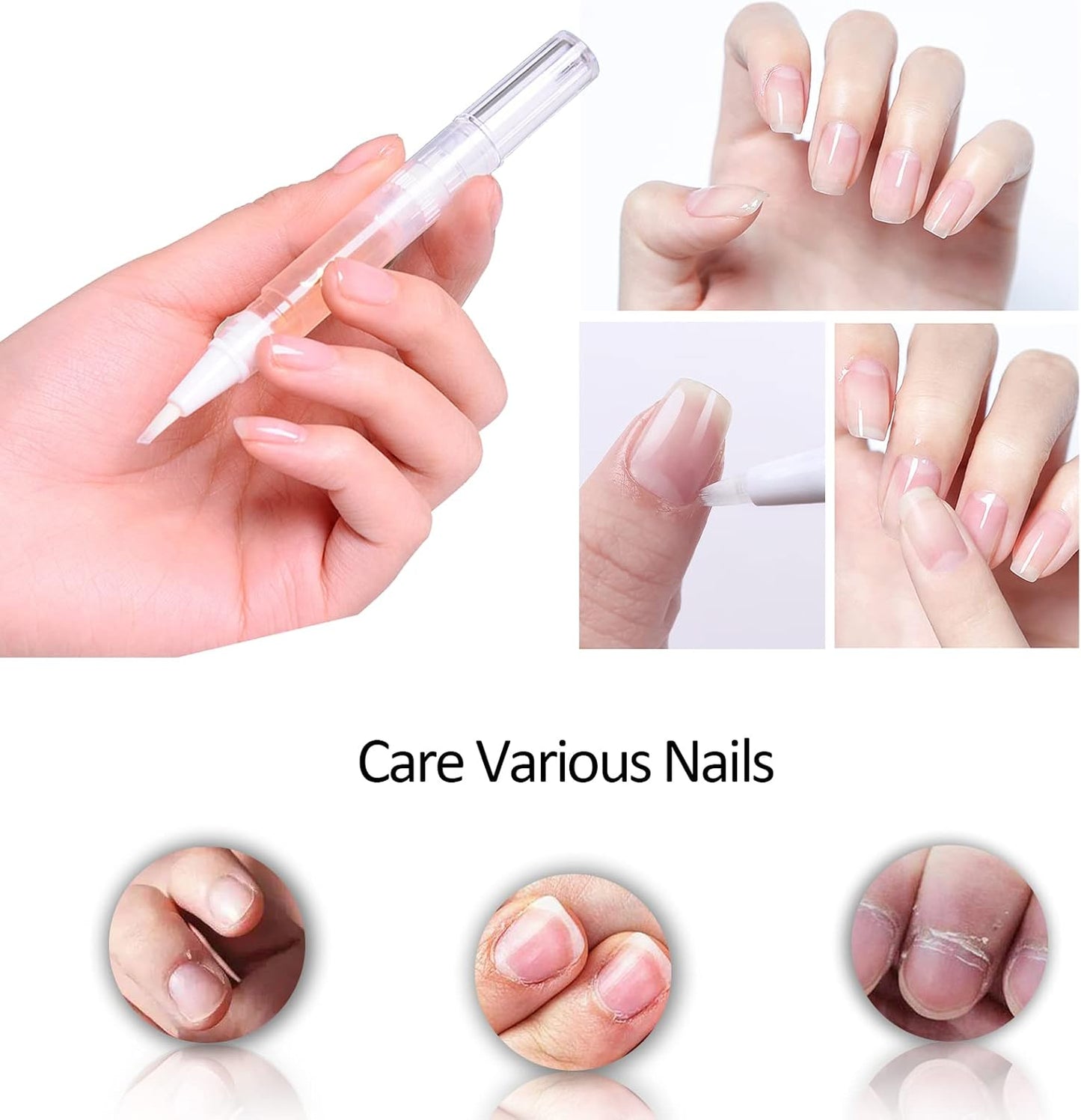 Erinde 6Pcs Cuticle Oil Pen Nail Oil for Growth and Strength, Polish Repair Gel Pen Nail Care for Repairing Cracked & The Dry Cuticle, Emollient Nail Care Oil Pencil, Softener for Nails