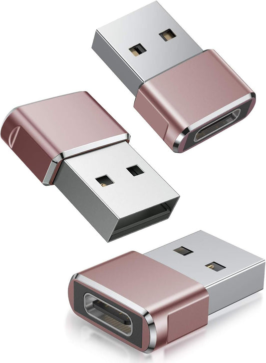 Basesailor USB to USB C Adapter 3Pack,Type C Female A Male Charger Converter for Apple Watch Ultra iWatch 8 7 SE,iPhone 16 15 14 13 12 Pro,Airpods 3,iPad 8th 9th 10th Air 4th 5th Mini 6th Generation