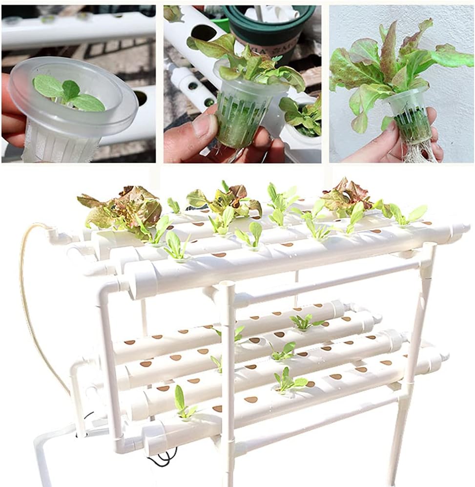 72 Plant Points Hydroponic Growing Systems Hydroponic Cultivation Kit Earthless Pipes Automatic Watering Systems for Offices Home Gardens 2 Levels