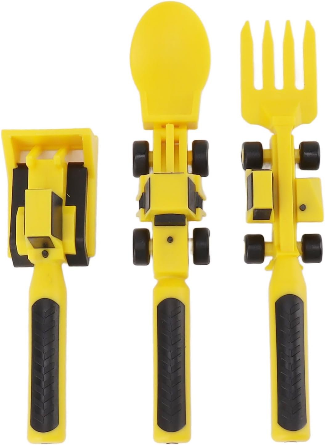 Construction Themed Utensils, Excavator Fork Spoon, Eating Set with Pusher, Safe and Easy to