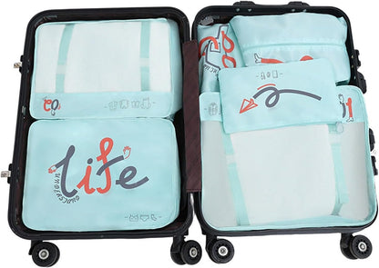 6pcs Clothes and Travel Essentials Packing Cubes Set - Organization Bags for Underwear, Socks, Bras, T-Shirts, Panties, Towels