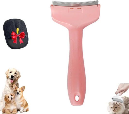Doggocomfy Pet Comb Pro, Doggo Comfy Pet Hair Remover, Prevents Knots, Loose Forlong and Short, Cleaning Pets Supplies, V-Shaped Teeth (Pink,Small)