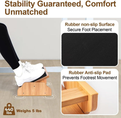 StrongTek Rocking Foot Rest Under Desk, Ergonomic Foot Stool with Three Adjustable Positions, Non-Slip Foot Step for Comfort & Stability, Enhance Work Posture & Circulation, Perfect for Office, Home