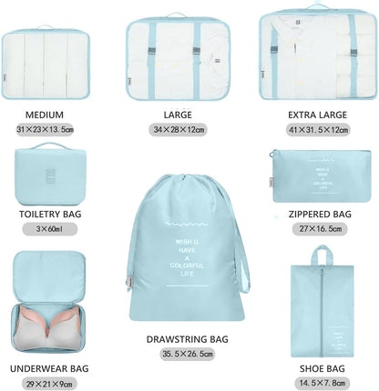 MURISE 8 Pieces Packing Cubes, Suitcase Organizer, Suitcase Organizer, Travel and Travel Suitcase Organizer, Travel Useful Accessories