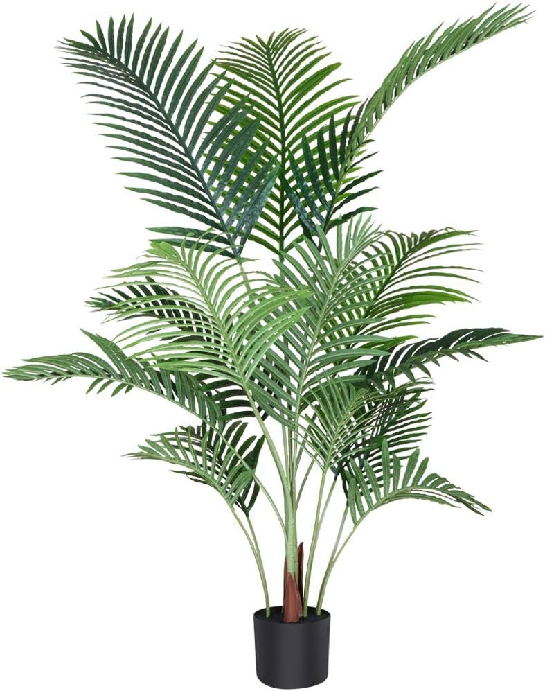 Fopamtri Artificial Areca Palm Plant 4.6 Feet Fake Palm Tree with 15 Trunks Faux Tree for Indoor Outdoor Modern Decor Feaux Dypsis Lutescens Plants in Pot for Home Office,Decor Pot is NOT Included