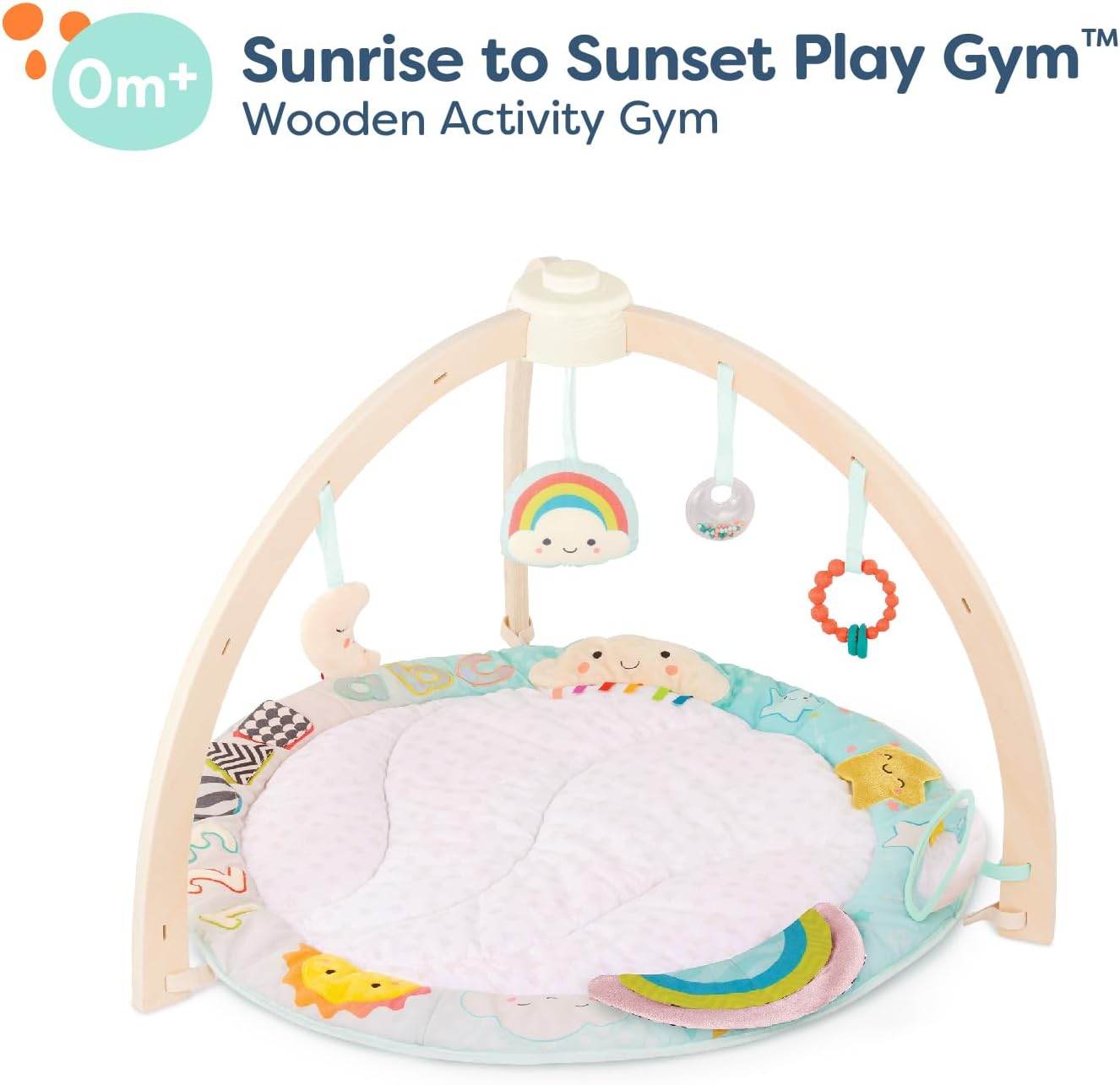 B. Toys- B Wooden Baby Soft Mat - Hanging Sensory Toys - Developmental Activities - Newborn - Sunrise to Sunset Play Gym, Multicoloured, Medium, BX2360C1Z