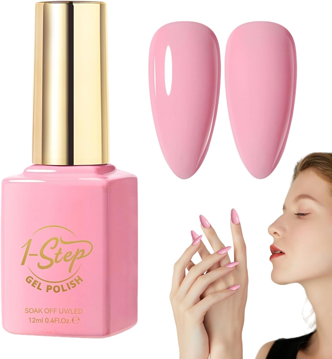 Nails Polish Gel, 12ml Nude Top and Base Coat Nail Polish, Fast Drying Glossy Finish, Led Uv Lamp Compatible for Daily Use, Home Manicure, Girls Beauty Care, 1.38 Inches