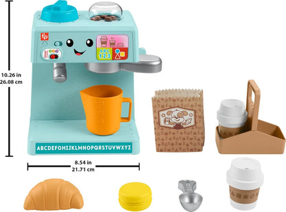 Fisher-Price Toddler Toy Laugh & Learn Coffee Café Musical Playset with Educational Songs & 10 Pretend Play Pieces for Kids Ages 18+ Months