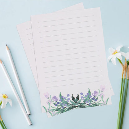 KSIWRE 36 PCS Writing Paper and Envelopes Set,Warm Floral Themed Stationary Set for Wedding Invitations Wishes,24 Lined Stationery Paper with 12 Envelops