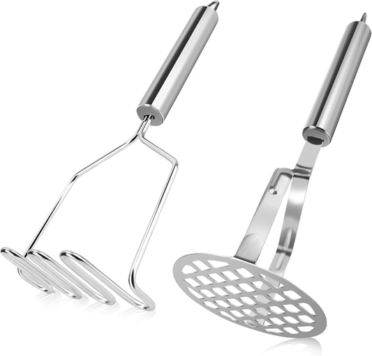 Potato Masher Stainless Steel Potato Ricer for Potatoes Pile Patate En Metal Potatoes Masher Mashed Potatoes Kitchen Tools Cooking Gadgets Potato Ricer Stainless Steel Mash Potato Masher Tool 2pcs