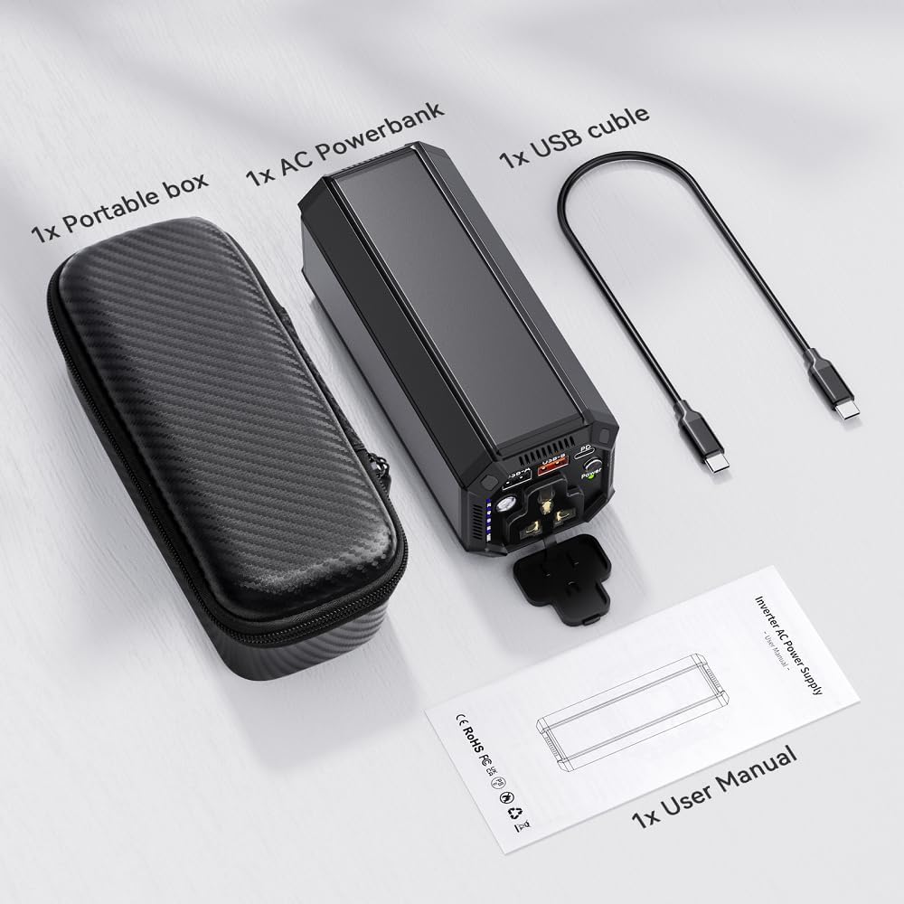 Portable Power Bank with AC Outlet, 100W Portable Laptop Charger, 98Wh/27000mAh High Capacity with 65W PD USB C Laptop Battery Bank, Backup Power Source for Business Travel and Outdoor Activities