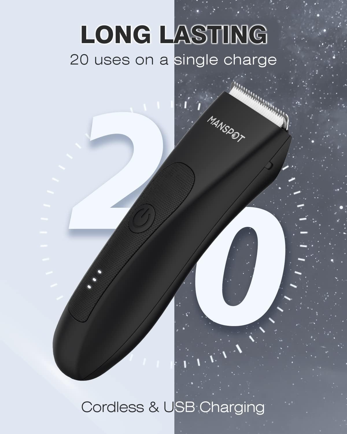 MANSPOT Manscape Groin Hair Trimmer for Men, Electric Ball Trimmer/Shaver, Replaceable Ceramic Blade Heads, Waterproof Wet/Dry Groin & Body Shaver Groomer,90 Minutes Shaving After Fully Charged