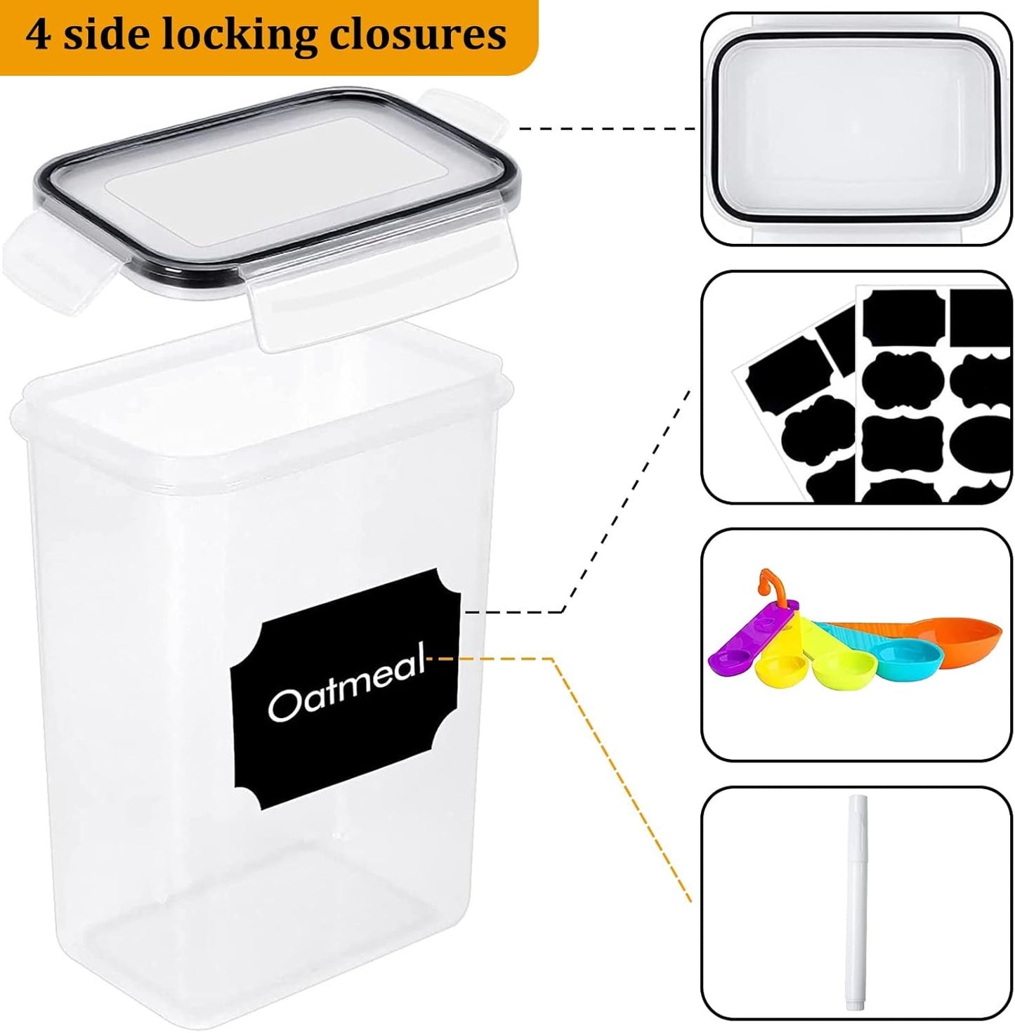 stusgo 42 Pack Airtight Food Storage Containers Set - Cereal Storage Containers for Kitchen Storage & Organisation with Lids & BPA Free Pantry Storage Containers Organiser