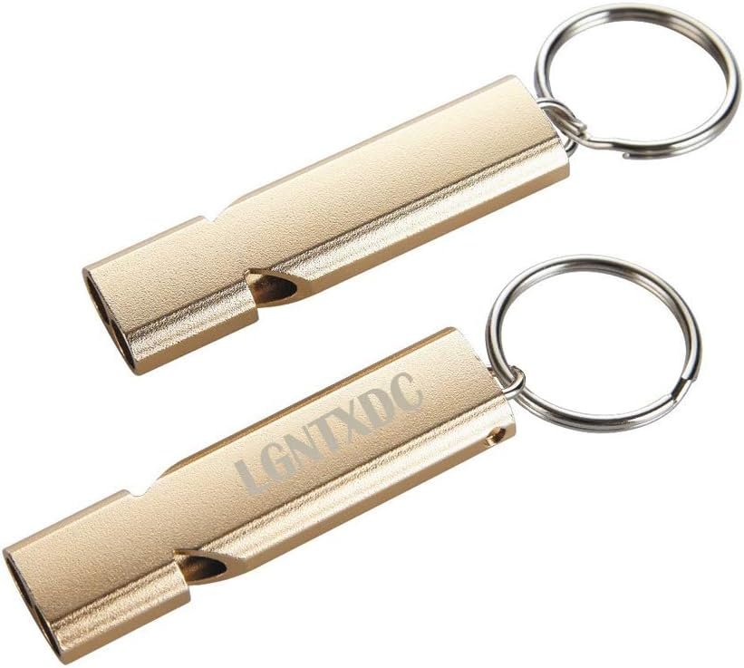LGNTXDC 2 Pack Emergency Whistles, High Pitch Double Tubes Survival Safety Whistle with Keychain for Women Men Outdoor Camping Hiking Hunting Fishing Boating