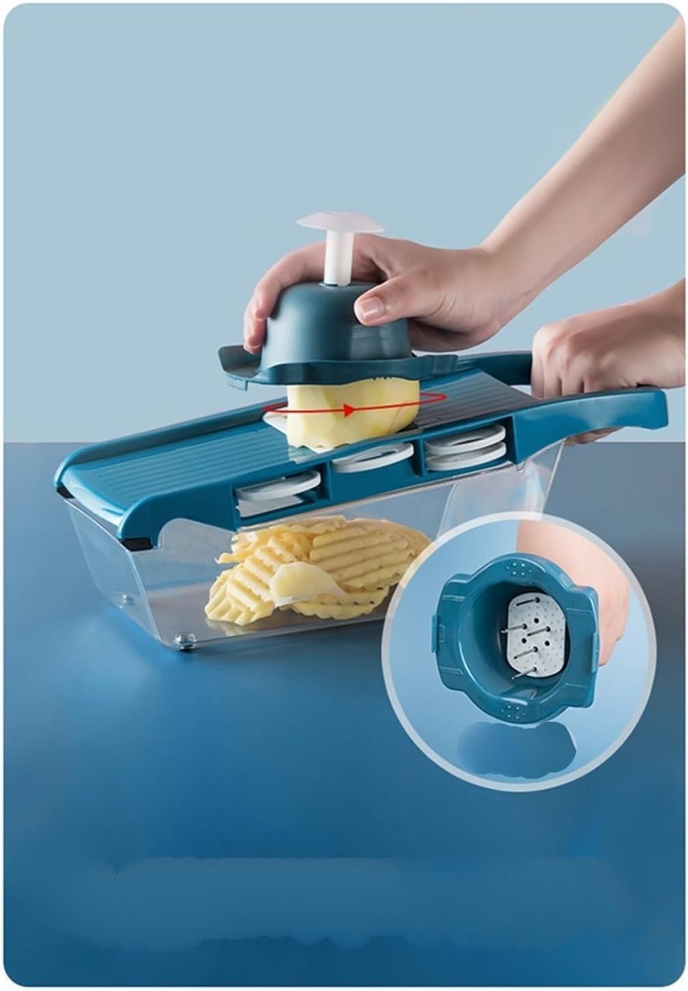 Affettatrice multifunzione per frutta grattugia 6 lame affettatrice set di utensili da cucina affettatrice per verdure gadget da cucina (rosso)