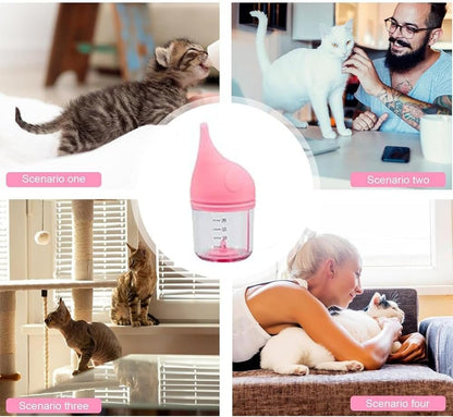 Puppy Bottles for Nursing,with 2pcs Replaceable and Reusable Silicone Nipples,Kitten Bottles for Nursing,Pet Feeding Bottle,for Newborn Pets(Pink - 20ml)