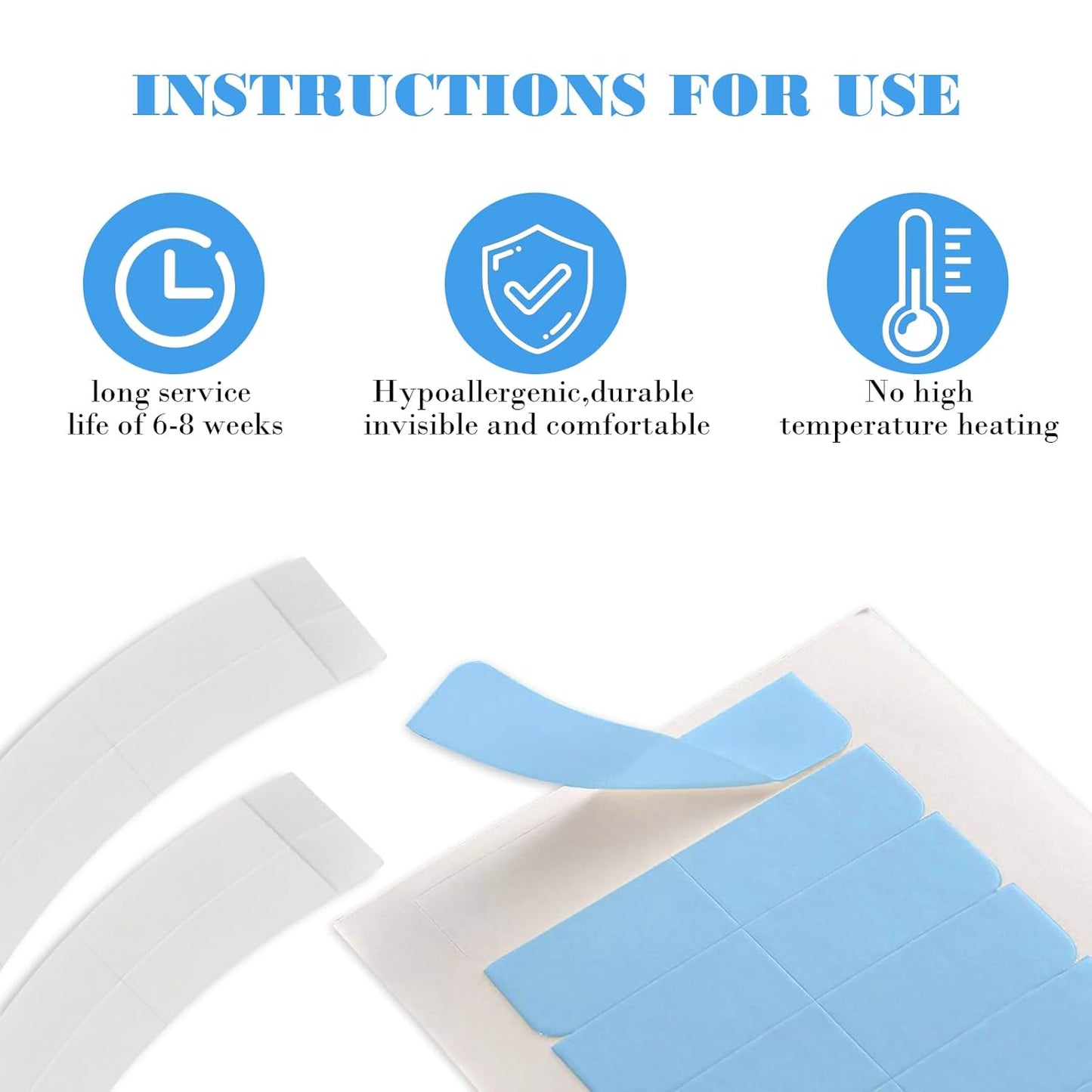40 Pieces Double Sided Adhesive Tape Extension Glue, Adhesive Tape for Hair Double Tape for Wigs Hair, Toupee, Waterproof, Suitable for Fixing Lace Wig Prosthesis Hair